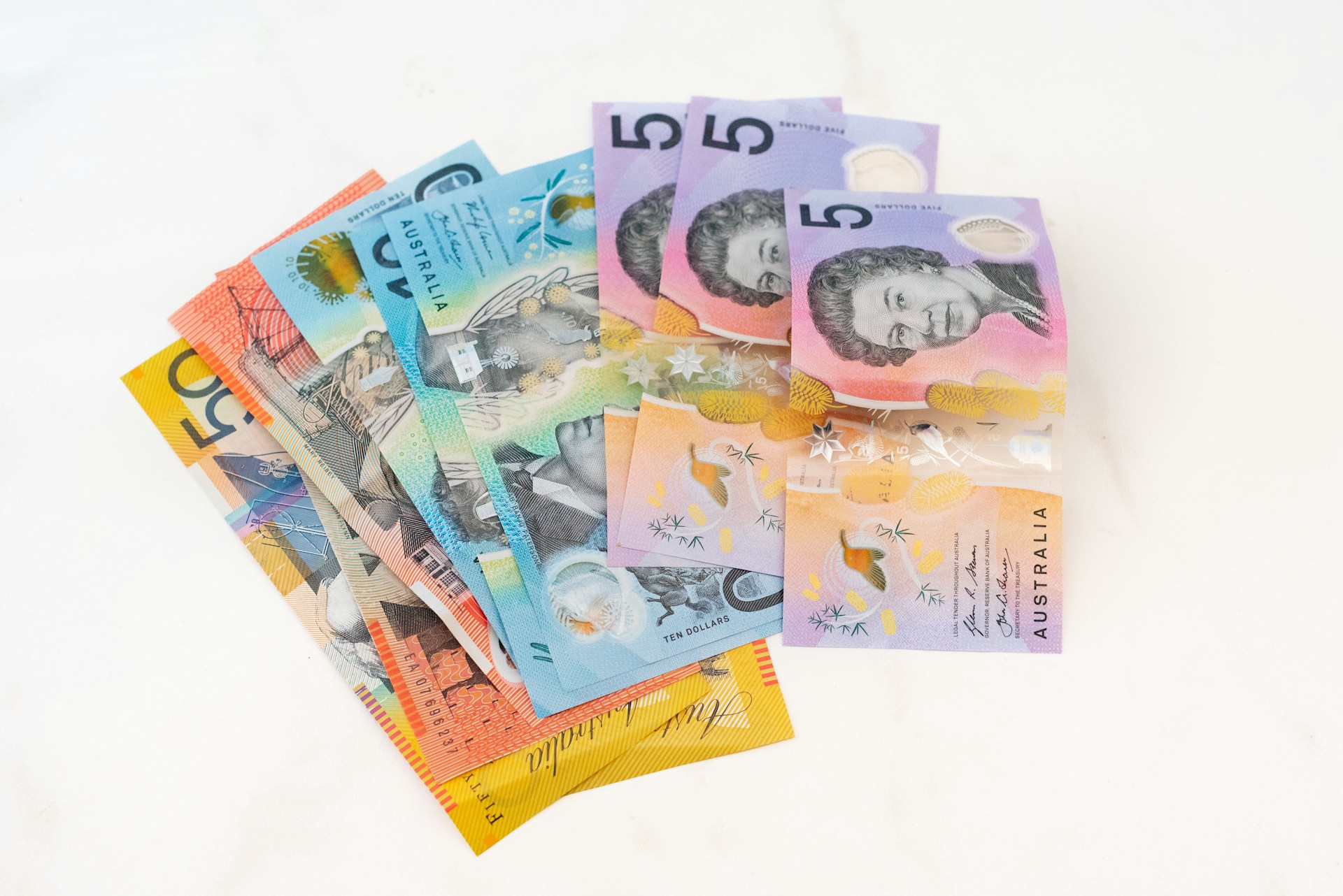 Assorted denomination of Australian banknotes